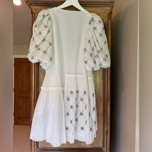 New RHODE Elsa Embellished Cotton Wrap Minidress size S - Picture 6 of 16